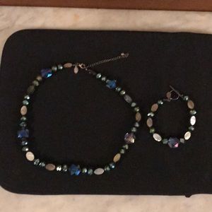 Shiny-Beads And Shell Necklace And Bracelet Combo